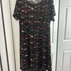 LuLaRoe Black and Gold Geometric Mini Dress